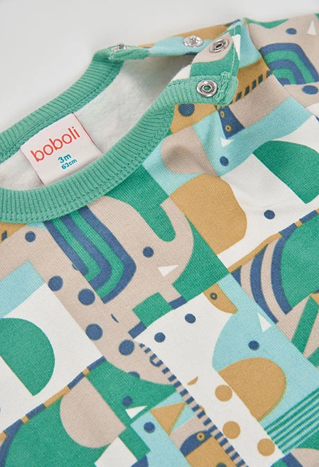 Completo in maglia neonato maschio stampato geometrico verde