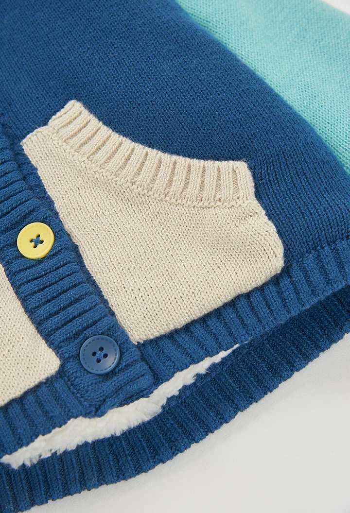 Jaqueta de punt nadó nen blau multicolor amb caputxa