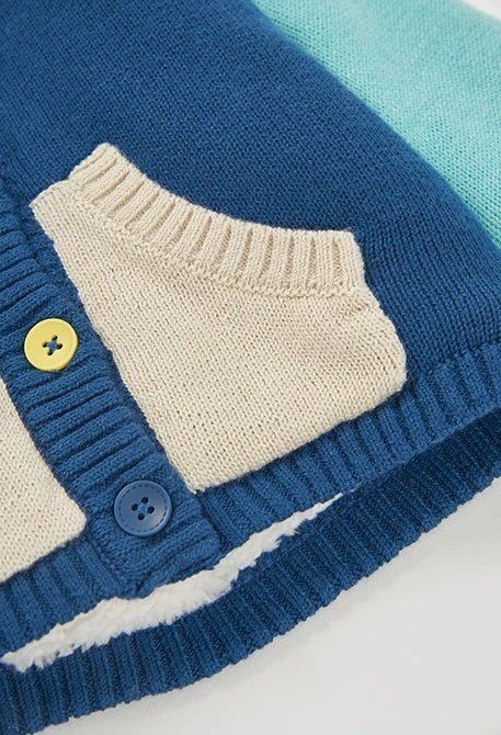 Jaqueta de punt nadó blau multicolor amb caputxa