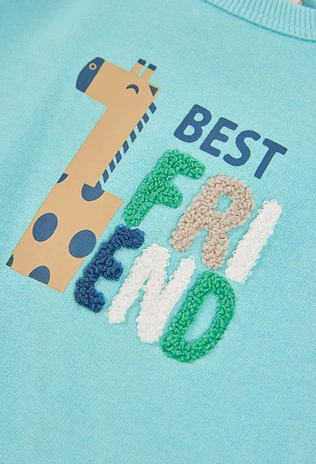 Felpa neonato verde con giraffa