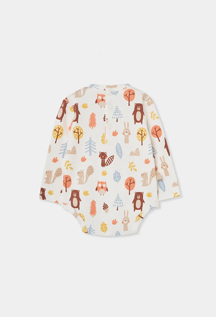 Body bebé estampado animales del bosque crudo