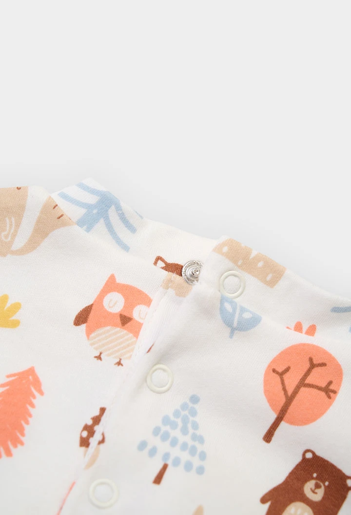 Body bebé estampado animales del bosque crudo