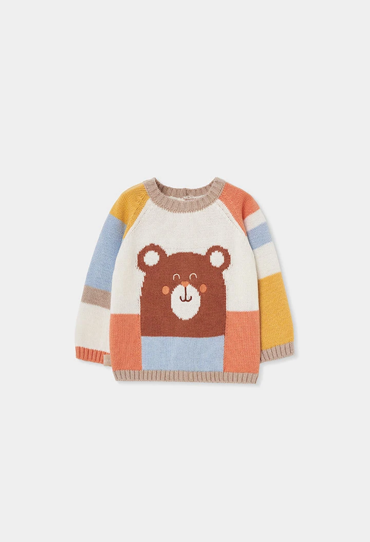 Weißer Baby-Pullover mit Bärenprint