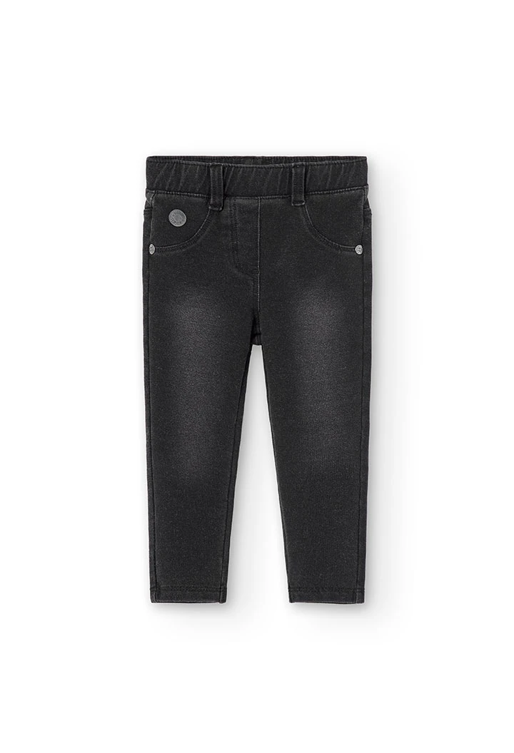 Calças felpa denim para o bebé menina