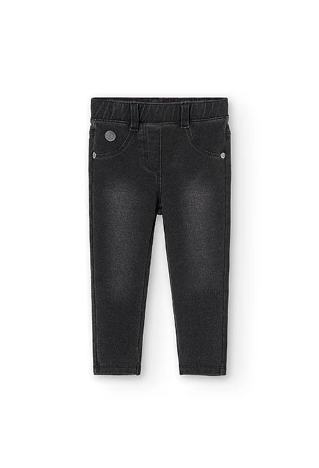 Pantalón felpa denim de bebé niña negro