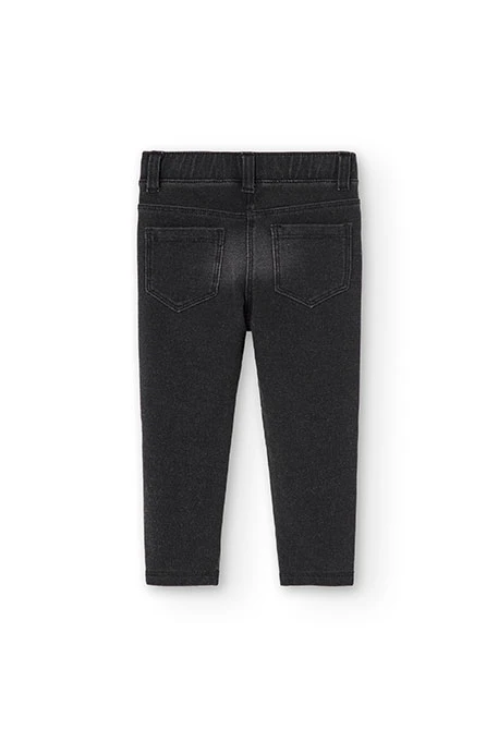 Pantalón felpa denim de bebé niña negro