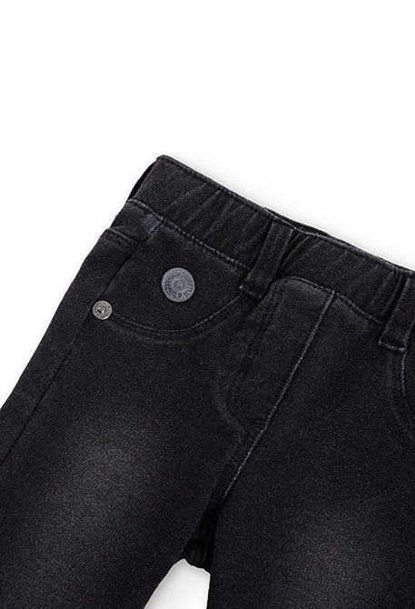 Pantalón felpa denim de bebé niña negro