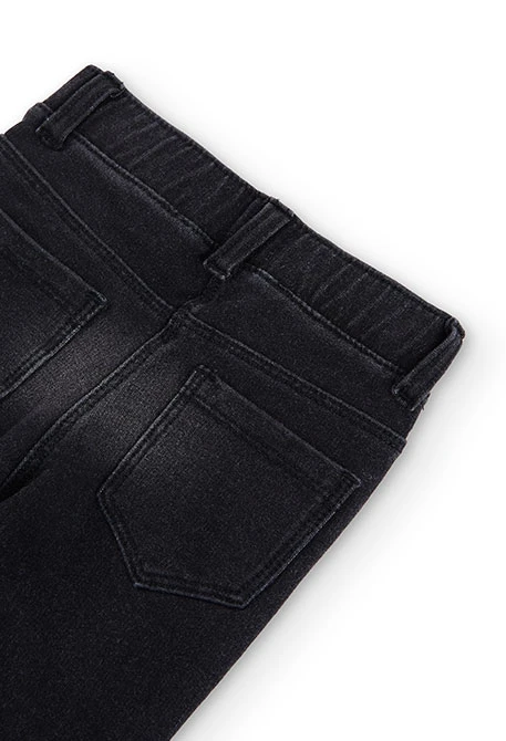 Pantalon fille en denim noir