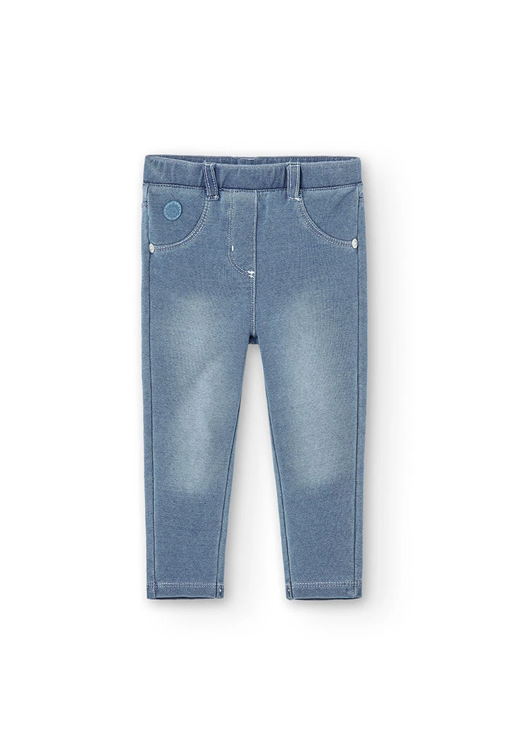 Fleece denim trousers for baby girl -BCI