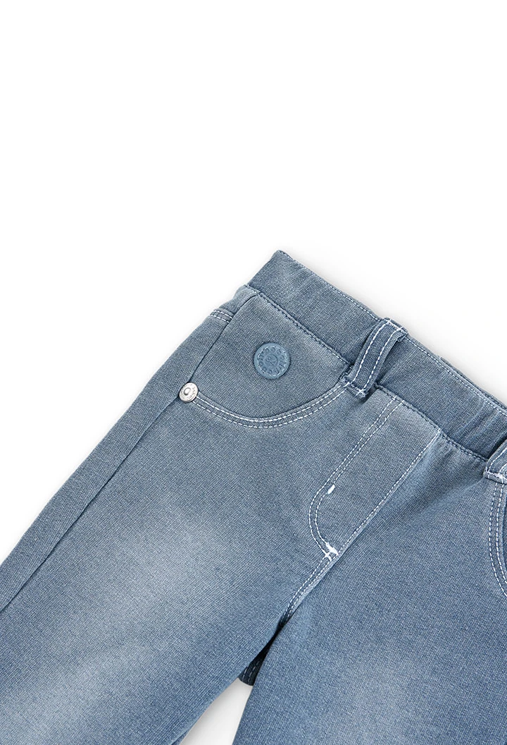 Pantalon fille en denim délavé