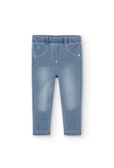 Fleece denim trousers for baby girl -BCI