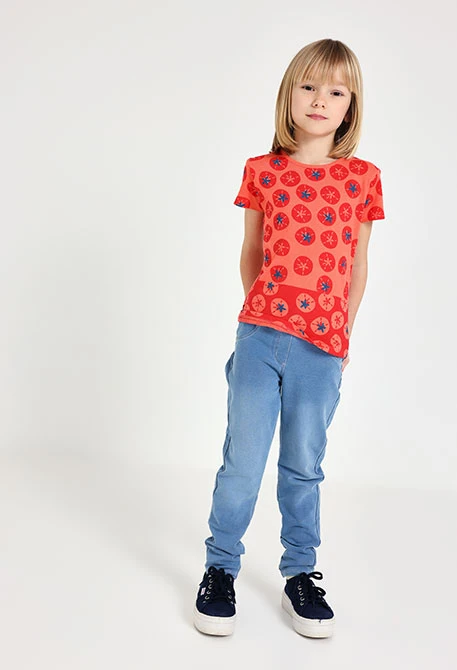 Pantalón felpa denim de bebé niña bleach