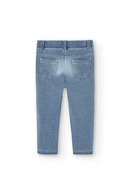 Fleece denim trousers for baby girl -BCI