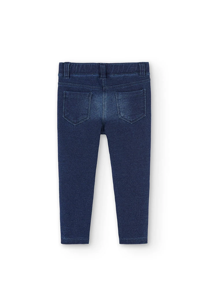 Pantalon en molleton denim pour bébé fille en bleu marine
