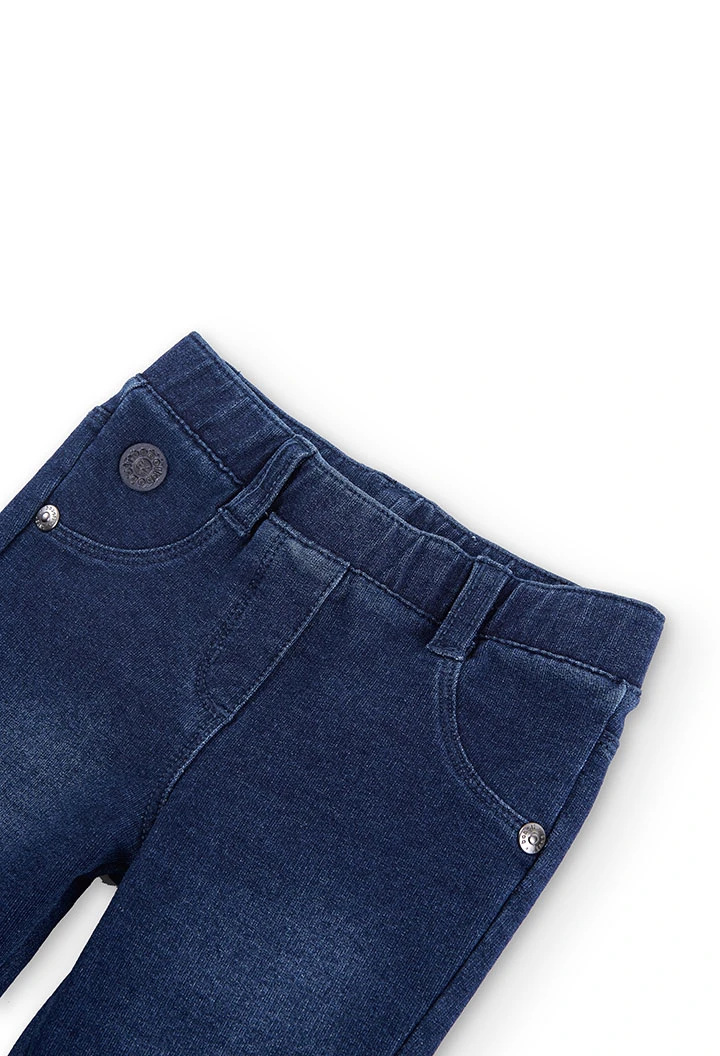 Pantalon en molleton denim pour bébé fille en bleu marine