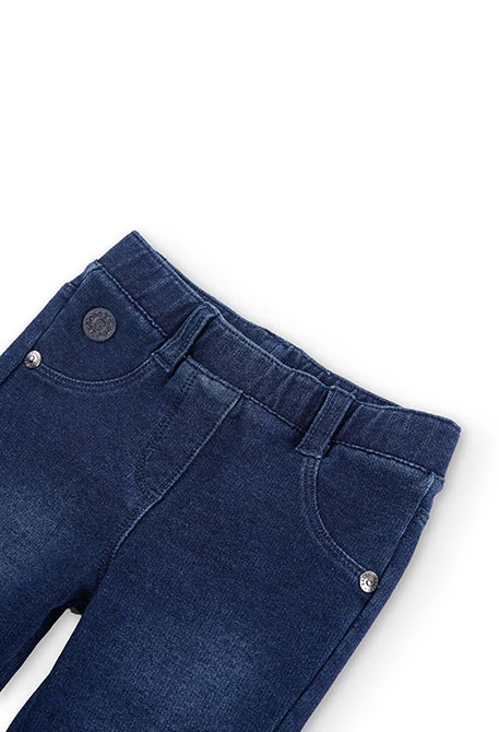 Pantalon en molleton denim pour bébé fille en bleu marine