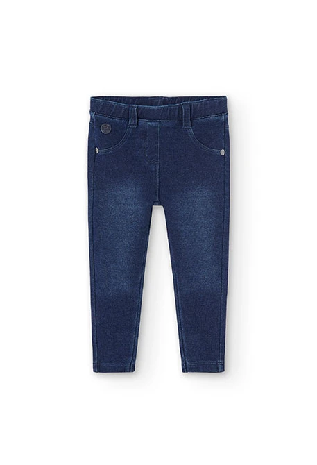 Pantaloni in denim da bambina blu marino