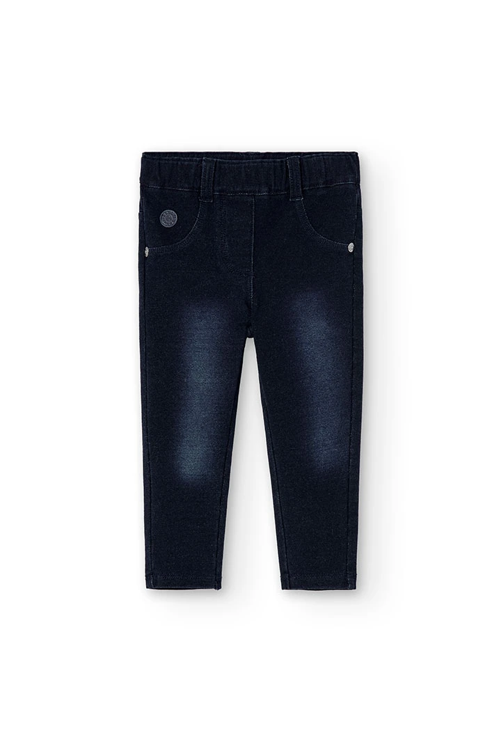 Pantalon fille en denim bleu foncé
