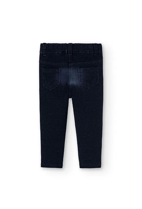 Pantalon fille en denim bleu foncé