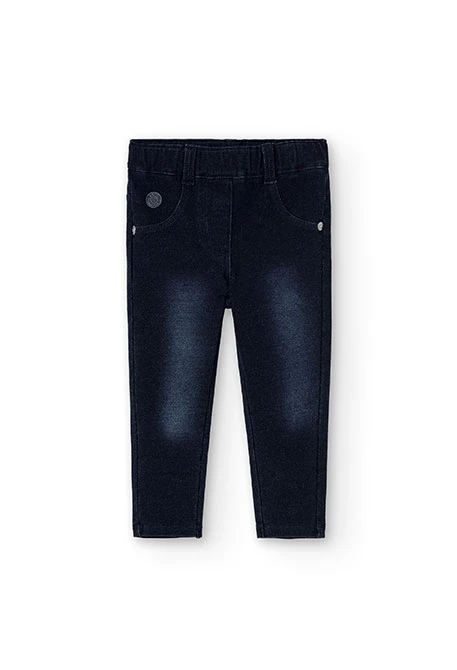 Pantalon fille en denim bleu foncé