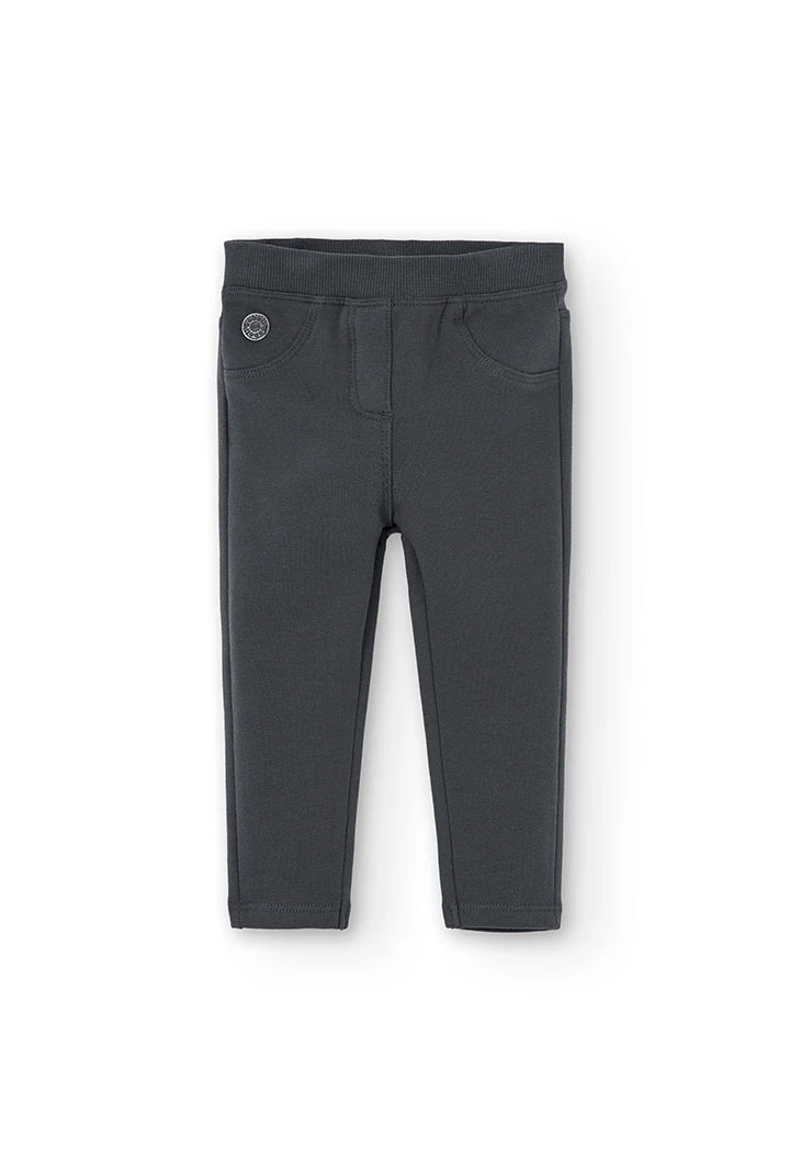 Pantalon fille en molleton gris foncé