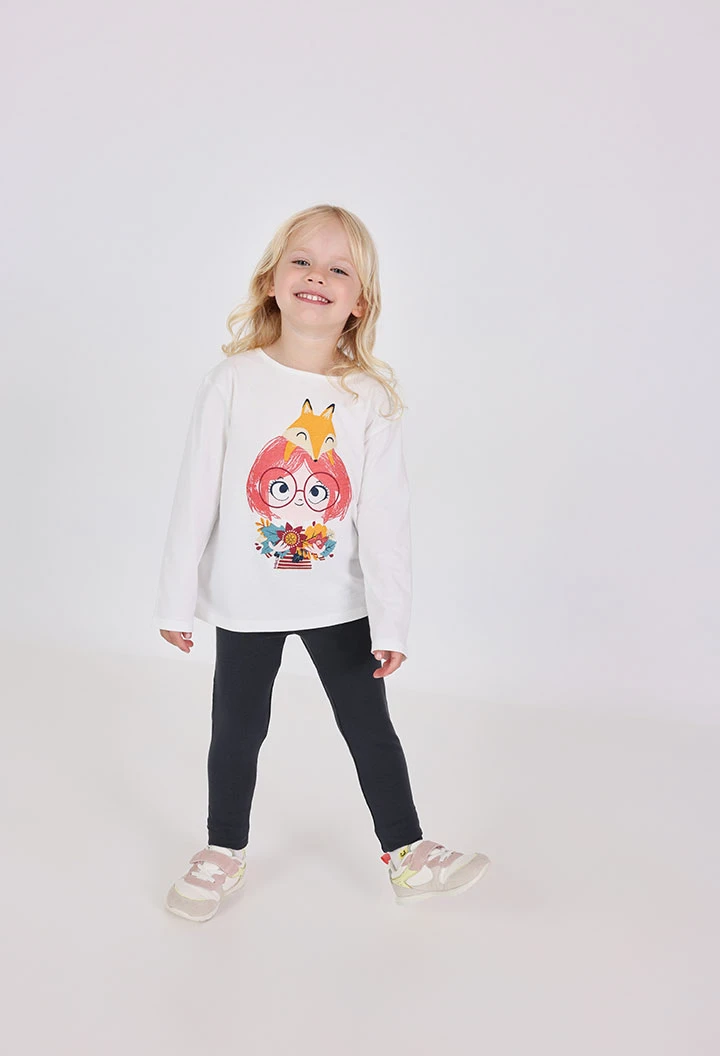 Stretch fleece trousers for baby girl