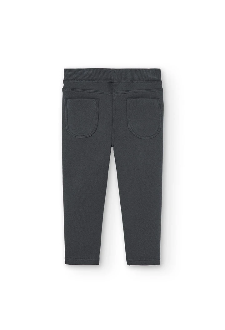 Pantalon fille en molleton gris foncé