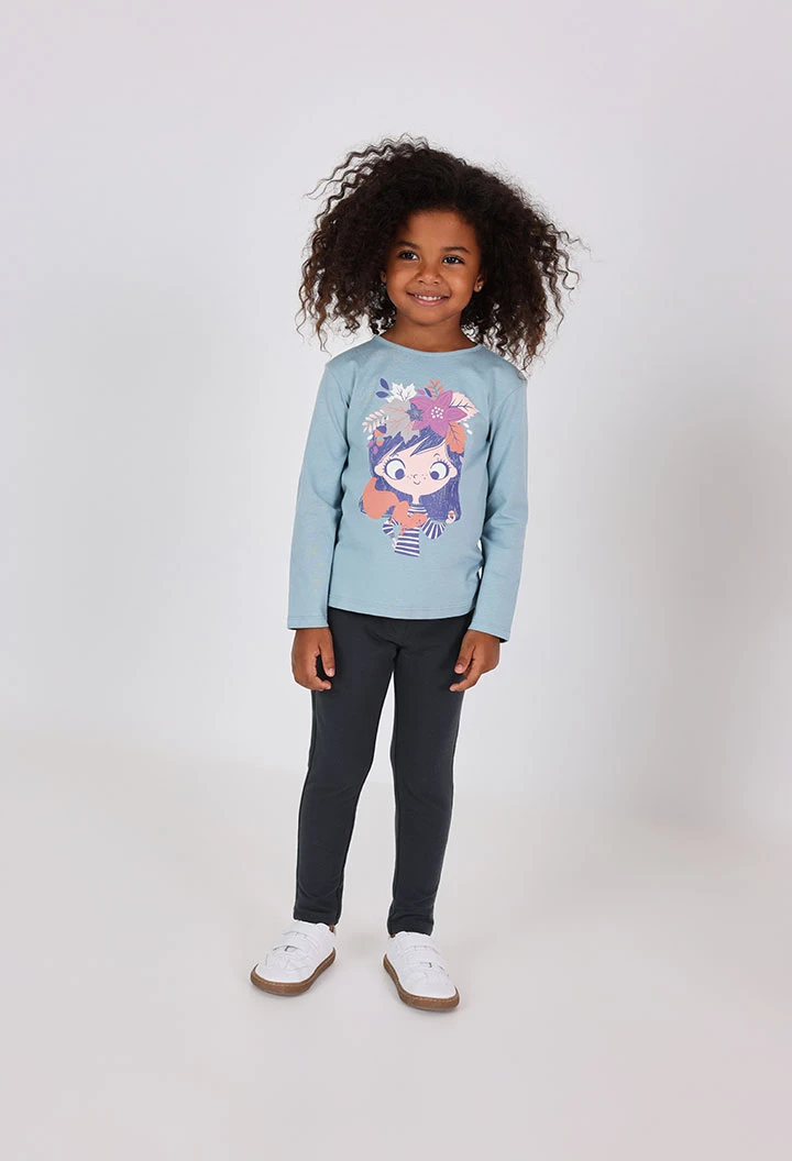 Stretch fleece trousers for baby girl