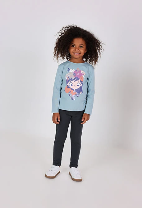 Dark grey fleece trousers for girls