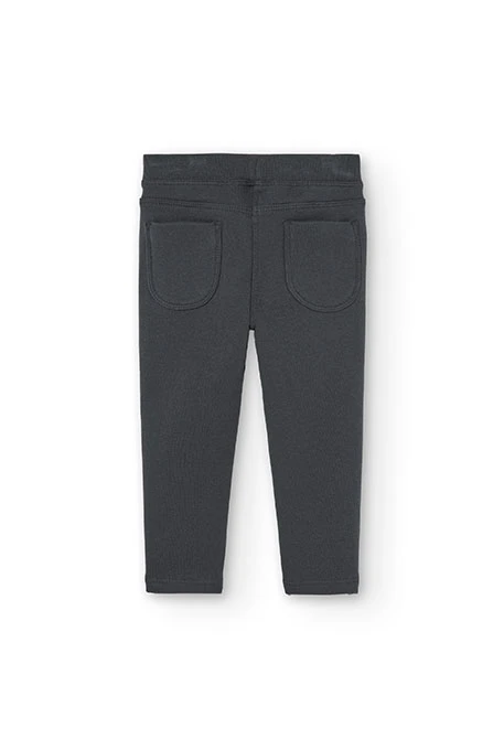 Pantalon fille en molleton gris foncé