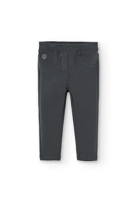 Pantaloni da bambina in felpa grigio scuro