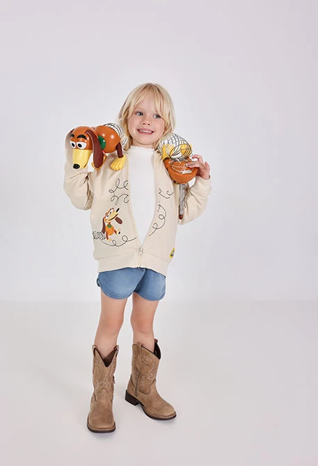 Short felpa denim per bimba