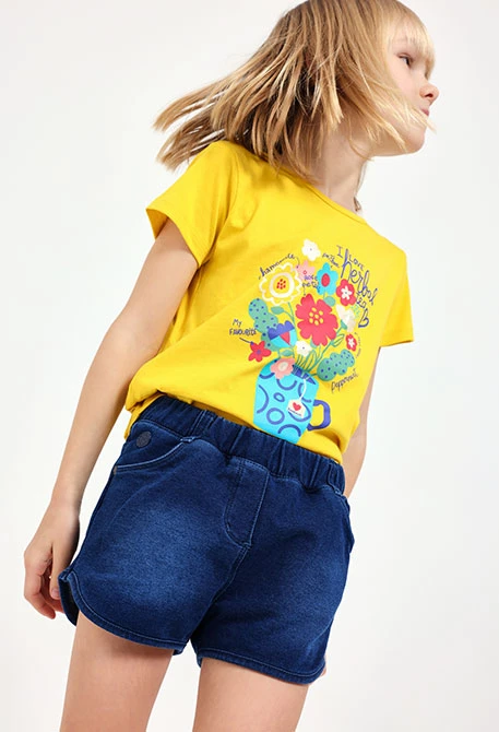 Short felpa denim para o bebé menina