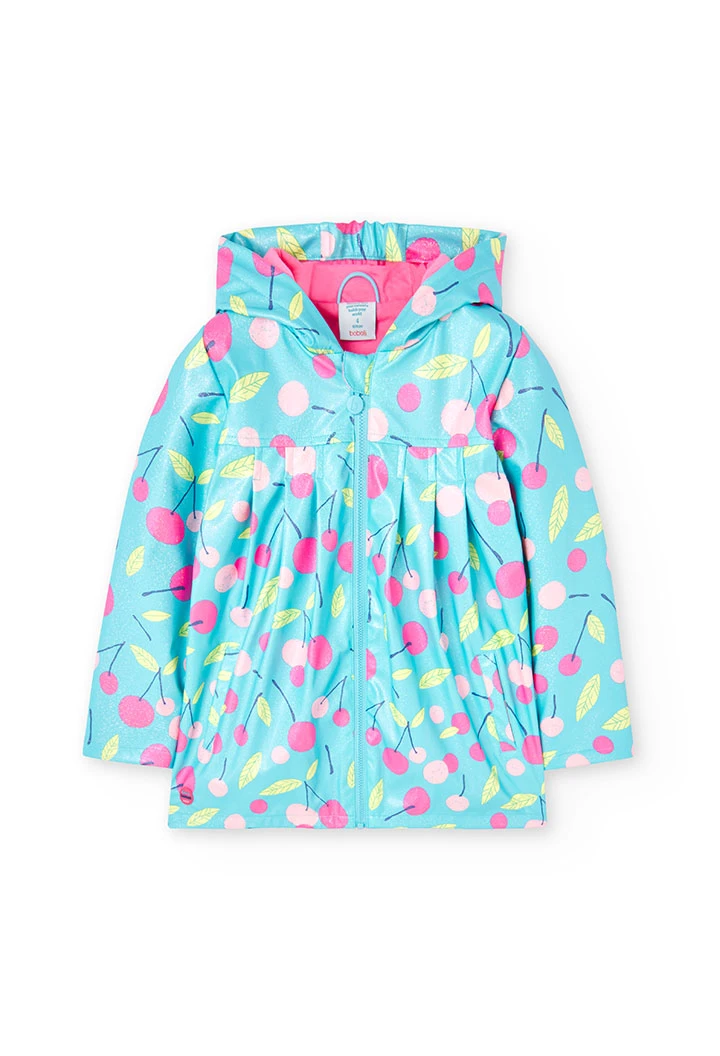 Impérmeable avec capuche pour bébé fille avec impression de cerises