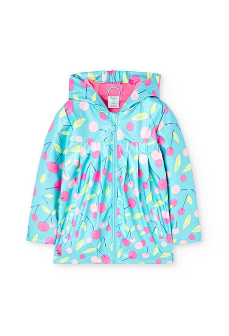 Impermeable con capucha de bebé niña con estampado de cerezas