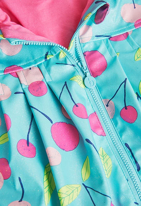 Impermeable con capucha de bebé niña con estampado de cerezas