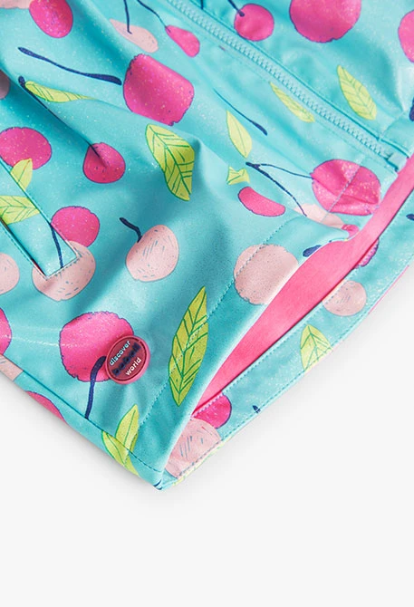 Impermeable con capucha de bebé niña con estampado de cerezas