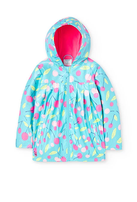 Impermeable con capucha de bebé niña con estampado de cerezas