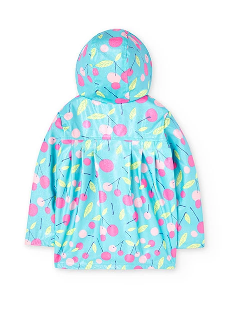 Impermeable con capucha de bebé niña con estampado de cerezas