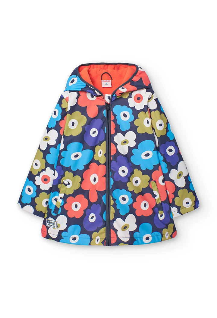 Baby girl\'s hooded raincoat with floral print