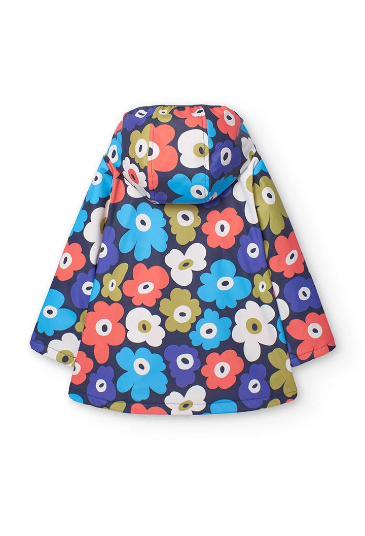 Imperméable à capuche pour bébé fille avec imprimé floral