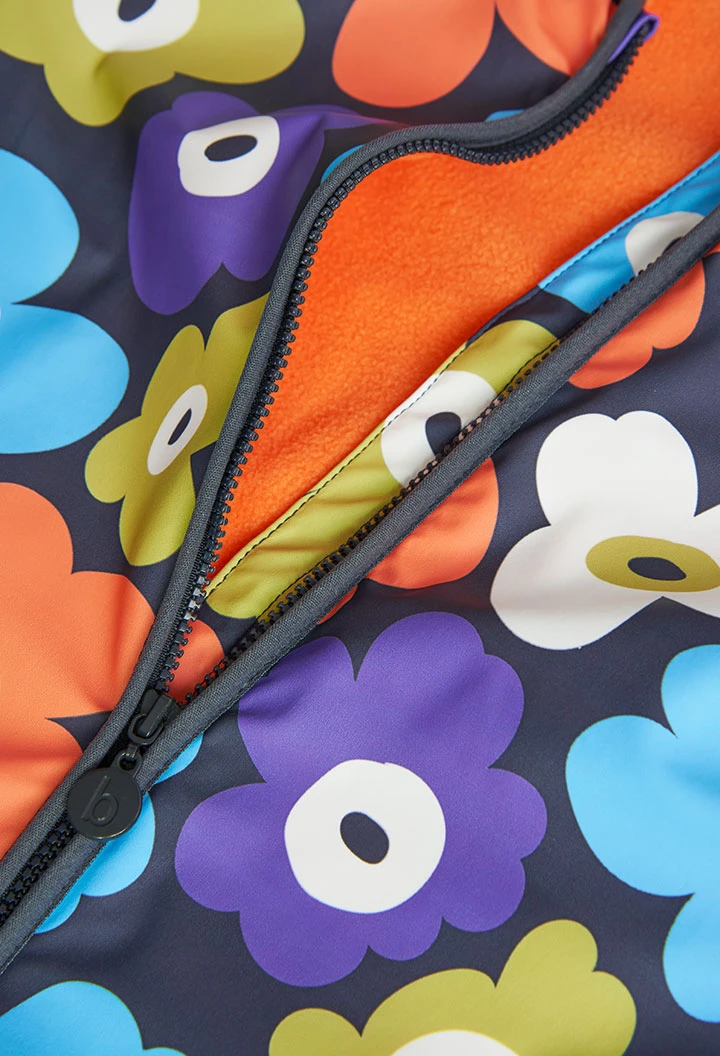 Impermeável com capuz com estampado de flores