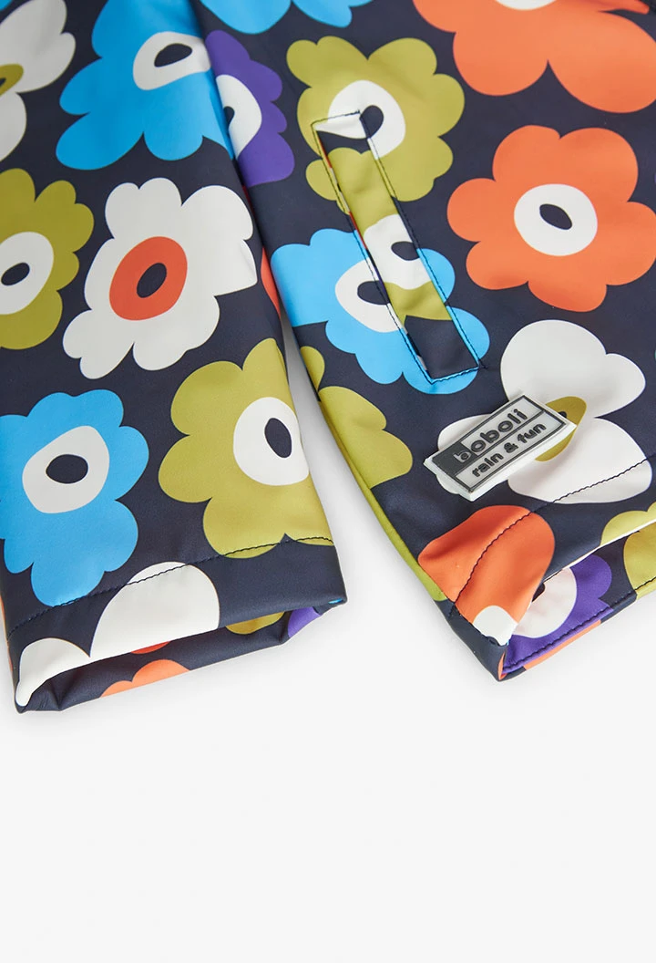 Impermeável com capuz com estampado de flores