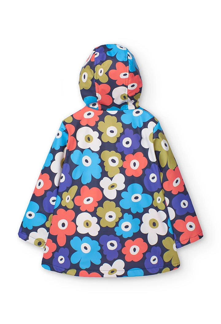 Imperméable à capuche pour bébé fille avec imprimé floral