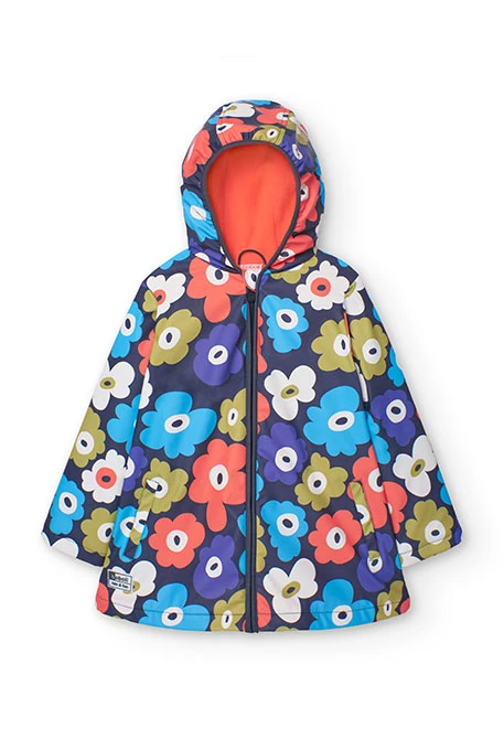 Baby girl\'s hooded raincoat with floral print