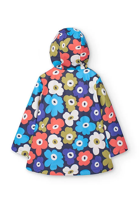 Imperméable à capuche pour bébé fille avec imprimé floral