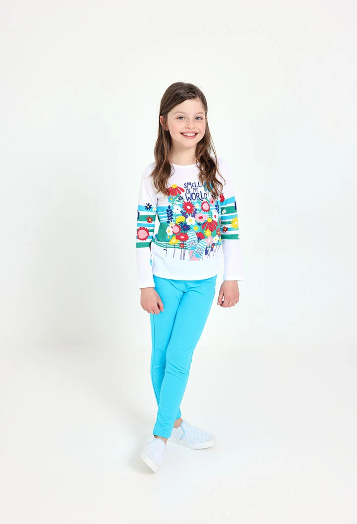 Pantalon en molleton pour bébé fille de couleur bleue