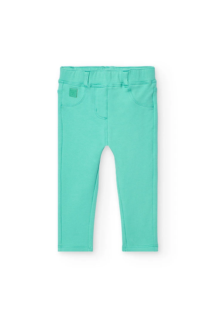 Pantalone base in maglia per bambina in colore verde