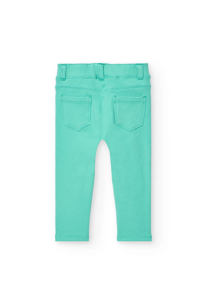 Pantalone base in maglia per bambina in colore verde
