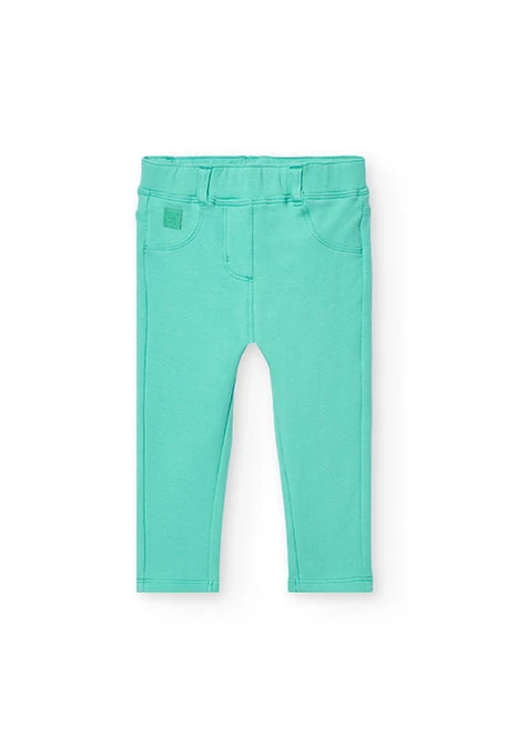 Pantalón básico de punto para bebé niña en color verde